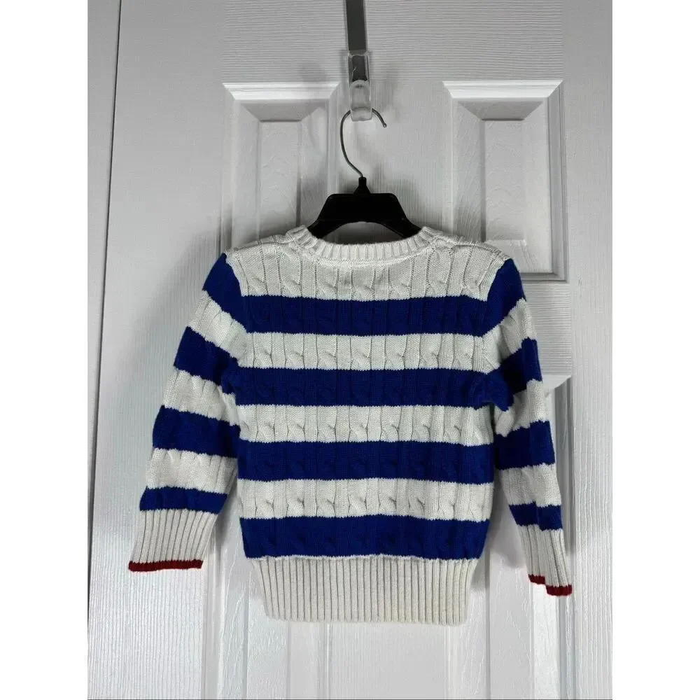 Polo Ralph Lauren Boys Striped Cable Knit Cotton Sweater Size 18m